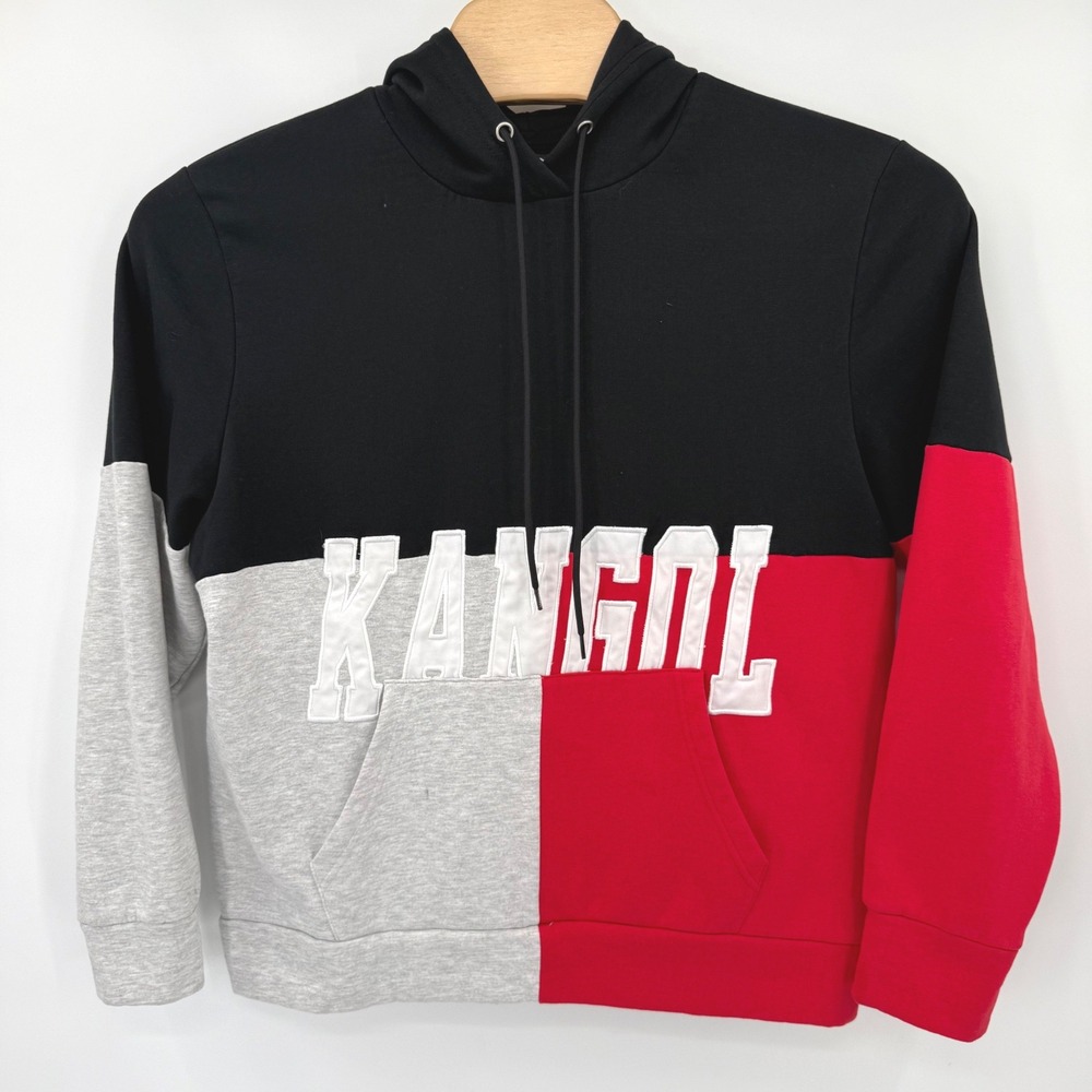 Kangol Hoodie Mens XXL Black Red Grey Colorblock Embroidered Logo Streetwear